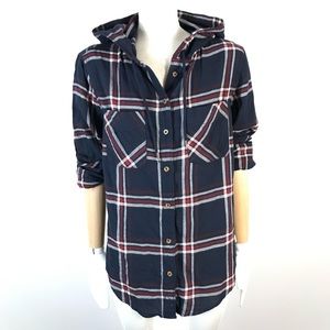 garage boyfriend fit shirt hooded plaid